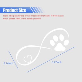Heart with Dog Paw Car Sticker Decal, 5.27×3.14 Inch PET Auto No Background Body Decal Kit, Cute Car Truck Decoration Accessories for Windows, Rear Bumpers, Walls, Laptops, Luggage (White)