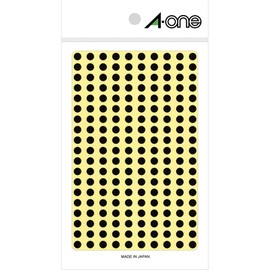 A-One 07069 Color Label Black Round 0.2 inch (5 mm) 9 Sheets