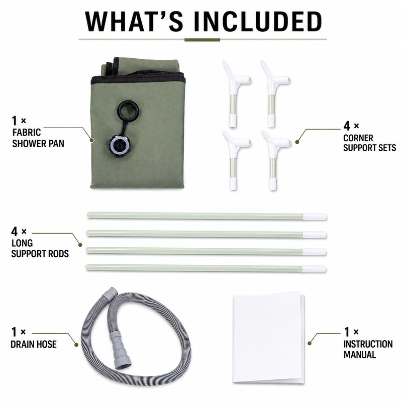 31.5-Inch Foldable Portable Shower Pan with Detachable Drain Pipe