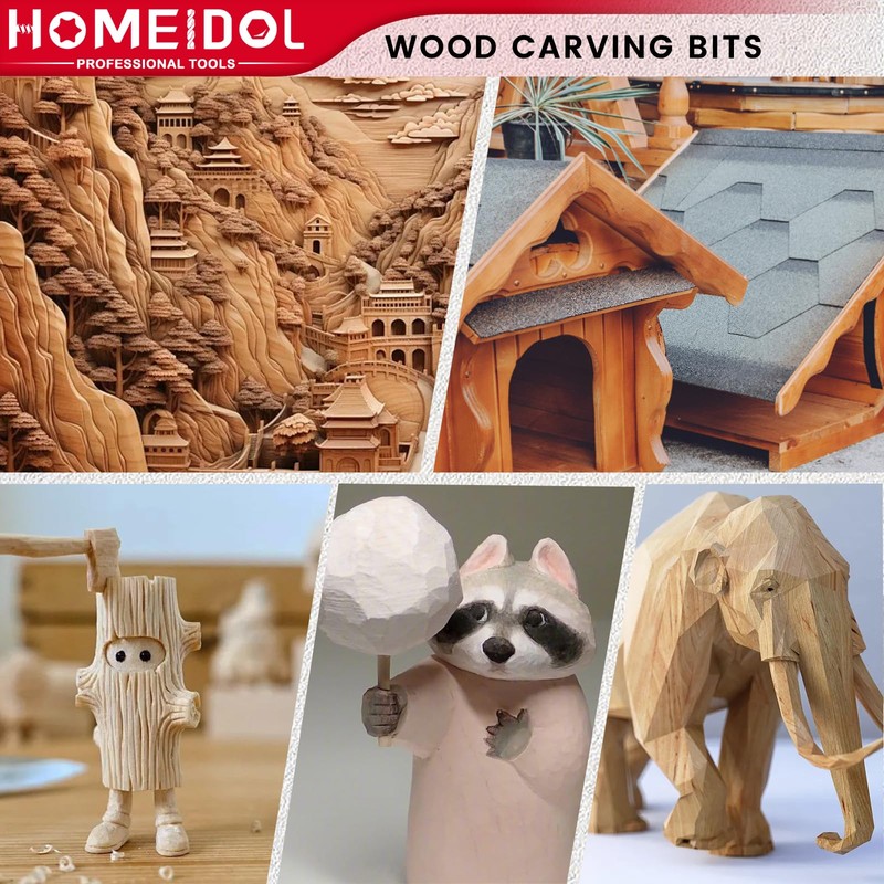 10PCS Wood Carving Drill Bits Set, HOMEIDOL 1/8" Shank Wood