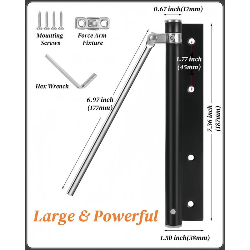Automatic Door Closer for Lightweight Doors <100 lbs | 150°