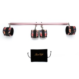 Rose Gold Expandable Spreade Yoga Bar and 4PCS Red Adjustable Straps for Home Exercise, Stainless Steel Exercise Pull up Bar , Pilates Aid Kit Sport Exercise Fitness Gym Gear, Yoga Gifts