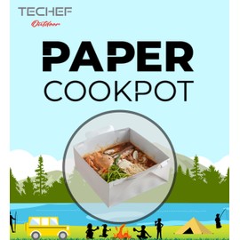 TECHEF - Foldable Paper Cookpot: The Revolutionary Disposable and Flame-Resistant Cooking Pot for Camping and Home Use, Compatible with Direct Flame and Induction Stovetops (5 sets) (3.16 qt)