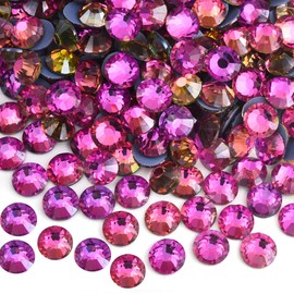 Blinginbox Hotfix Rhinestones, 1440 Pcs Crystal Hotfix Rhinestone Glass Rhinestones Round Crystal Gems Glass Stones for Clothes Shoes DIY Crafts Supplies(Gold line rose-SS20)