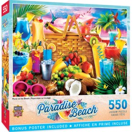 Baby Fanatics Masterpieces 550 Piece Jigsaw Puzzle for Adults, Family, Or Kids - Picnic on The Beach - 18"x24"