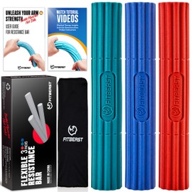 FitBeast Hand Exerciser Bars for Physical Therapy - Relieves Tendonitis Pain & Improve Grip Strength, Injury Recovery, Forearm (3 Piece Set - Green Blue Red)
