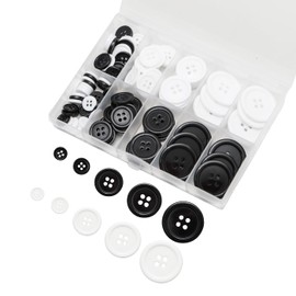 Lilaly 100 pcs Buttons for Crafts Buttons, Button DIY Buttons, Mixed Sewing Buttons, 5 Sizes of Round Mixed Buttons Suitable for for Crafts, Coats, Shirts, Pants, Shorts and More(White & Black)