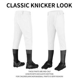 QBK 2T/3T/4T/5T to Youth Toddler Boys Knicker Baseball Pants Girl Softball Pants Kids Tee Ball Pants (White 2T)