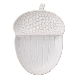 Widdop and Co. - Country Living - White Glazed Ceramic Acorn Serving Platter Plate Dish. Home Decor Gifting for Hosting, Dinner & Parties for Animal & Nature Lovers - 15.5cm x 21cm.