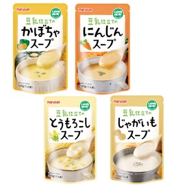 Vegetable Heart Marusan Ai Soy Milk Pumpkin Soup, 6.3 oz (180 g), Carrot Soup, 6.3 oz (180 g), Corn Soup, 6.3 oz (180 g), Potato Soup 6.3 oz (180 g) Each 5 Packs (20 Pack)