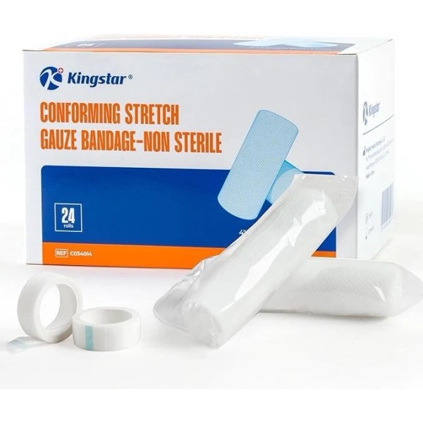 Unbranded 24 Pack Gauze Roll Bandages, Conforming Stretch Gauze Bandage,