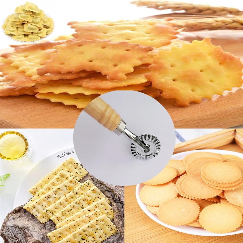 MTOMDY Ravioli Cutter Stamps with Roller Wheel Round Mold with