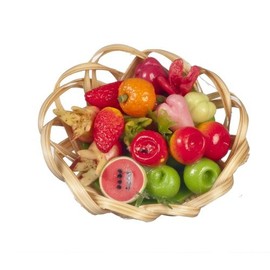 Dollhouse Miniatures Assorted Fruit/vegetable Basket #G8326