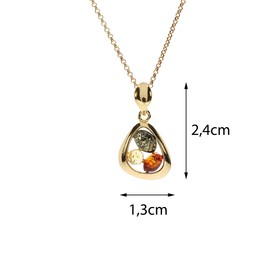 Artisana-Schmuck Amber Pendant (without Chain) in Multicoloured 925/000 Sterling Silver Gold-Plated, Gold-plated 925/000 sterling silver Baltic Amber, Amber