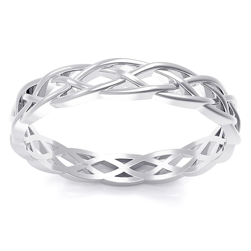 Kobelle Sz 7.0 Solid 10K White Gold 3MM Eternity Celtic