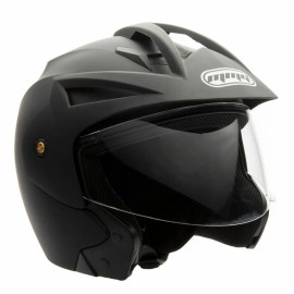 MMG Motorcycle Scooter Open Face Helmet Crux Flip Up Visor DOT (L, Matte Black)