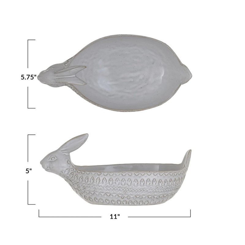 Debossed Stoneware Rabbit Bowl (Each One Will Vary)