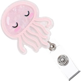 Clip Porta Credencial Retráctil de Acrílico Diseño de Medusa, Práctico Llavero para Tarjetas de Identificación, Tamaño Compacto, Adecuado para Enfermeras y Profesionales Médicos