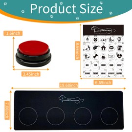 RIBOSY 4 Recordable Buttons with Rubber Mat and 25 Stickers - Record and Playback Any Custom Message to Teach Your Dog Voice What They Want
