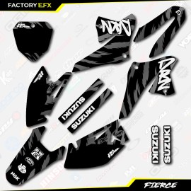 Factory EFX Black White Fierce Racing Graphics Sticker Kit fits Suzuki DRZ125 08-22 DRZ 125 - Standard kit