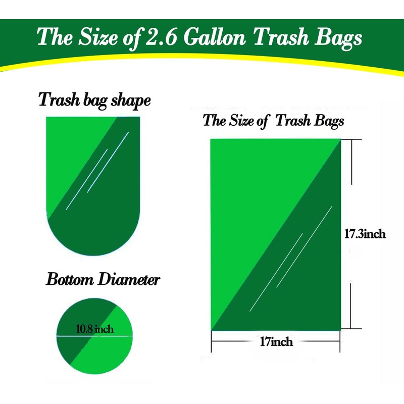 Hommaly 2.6 Gallon 200 pcs Small Clear Trash Bags, Strong