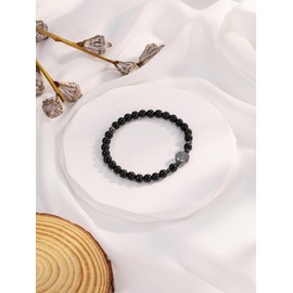 JSDDE Black Obsidian Crystal Bracelet 6mm Life Tree Gemstone Bead Bracelets for Women Healing Crystal Stone Stretch Bracelet Gifts
