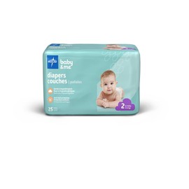 Medline Disposable Baby Diapers, Size 2 (12-18 LBS), Case of 200
