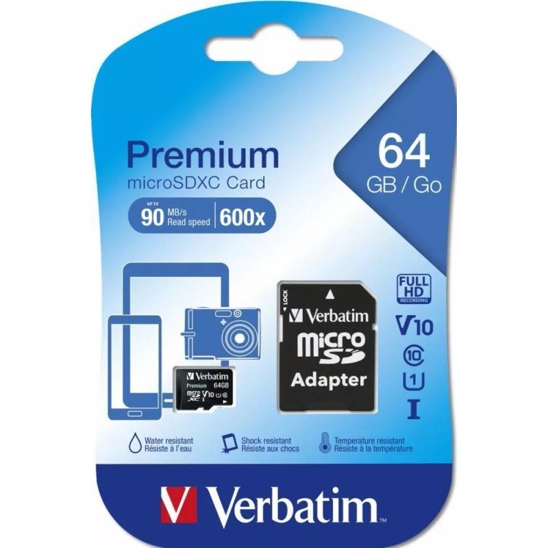 Verbatim Tarjeta de memoria Verbatim 44084 Premium con adaptador SD