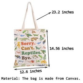 PWHAOO Funny Reptiles Tote Bag Sorry Can't Reptiles Bye Tote Bag Herpetology Tote Bag Reptiles Lover Gift, Reptiles Bye Tote