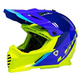 LS2 Helmets Gate Launch Full Face Helmet (Blue/HiViz - X-Large)