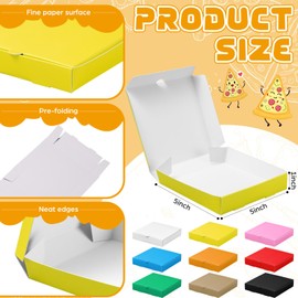 yptniginu 48 Pcs Mini Pizza Pizza Boxes Disposable yellow Small Dessert Boxes for Party Favor Decorations for Cake Cookies Party Favor (Yellow)