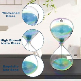 SuLiao Sand Timer 3 Minute Hourglass,Turquoise Sand Clock,Large Sand Watch 3 Min,Colorful Biloba Puff Minimalist Hour Glass Sandglass for Home,Desk,Office Decorative