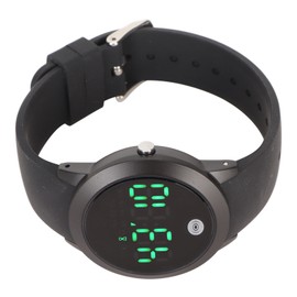 Digital Waterproof Watch Multifunctional Stylish Color Touch Screen Countdown Timer 12 24 Hours Sports Watch Black Shell Black Belt Small