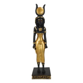 Ebros Gift Ancient Egyptian Queen Goddess Isis Ra Decorative Figurine 6" Tall in Black and Gold Classical Religion of Egypt Deity Patron of Magic Beauty and Healing