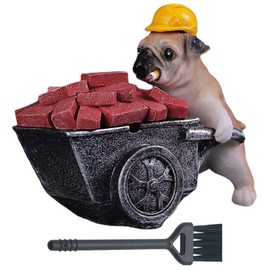 SKYROSEXSDCT Tabletop, Stylish, Pug Ashtray, Odor Resistant, Large Capacity, Resin with Lid, Office Decoration/Household/Funny Birthday Pre (Construction Vehicle Dog)