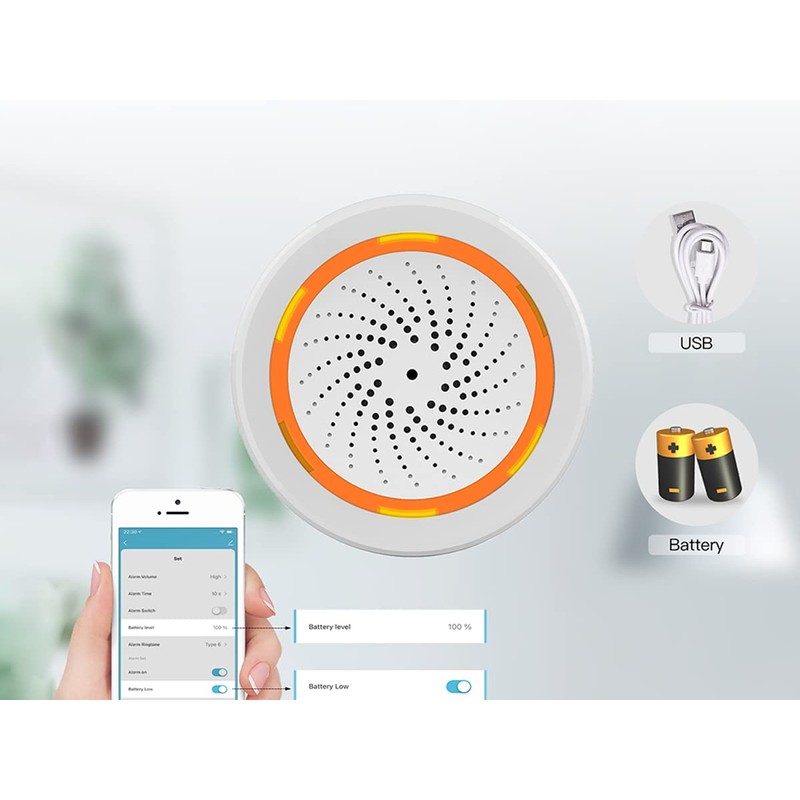 ZigBee Alarm Siren, Maximum Sound 90 dB, Dual Power Supply,