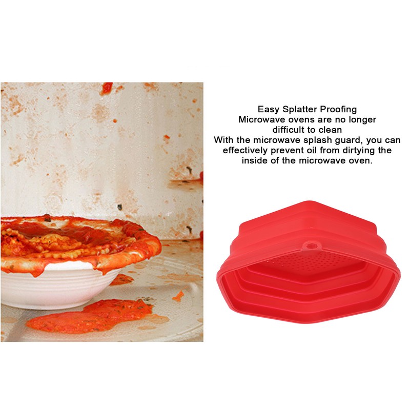 Red Silicone Microwave Splatter Cover with Handle Collapsible Microwave Food