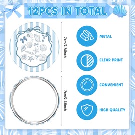 Wenqik 12 Pcs Shells Compact Mirrors, Beach Round Pocket Mirror Bulk, Mini Makeup Mirrors, Handheld Portable Mirror Gift for Women Girls Night Party Disco Party Favors Purse Travel