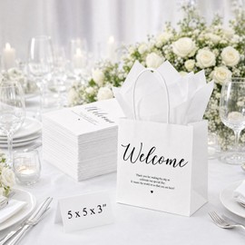 Silkfly 24 Pack Mini White Paper Gift Bags with Handles 5x5x3 Inch