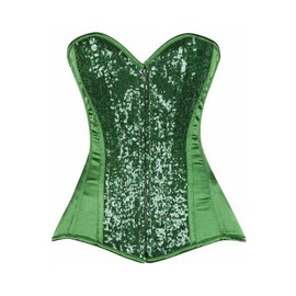 Top Drawer Green Sequin Steel Boned Corset (Large)