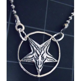 Baphomet Necklace NEW Sterling Silver Pentagram Vintage Pendant Goat Pentacle