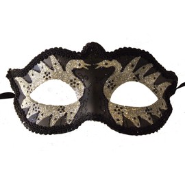 Black Half Face Venetian Masks with Gold Glitters