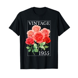 Vintage 1955 Rose Flower 70 Year Old 70th Birthday Women T-Shirt