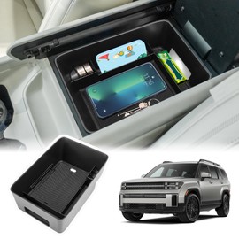 Neepiar Center Console Organizer Tray Compatible with 2024 2025 2026 Hyundai Santa Fe Interior Storage Box Insert Secondary Accessories (Armrest storage tray)