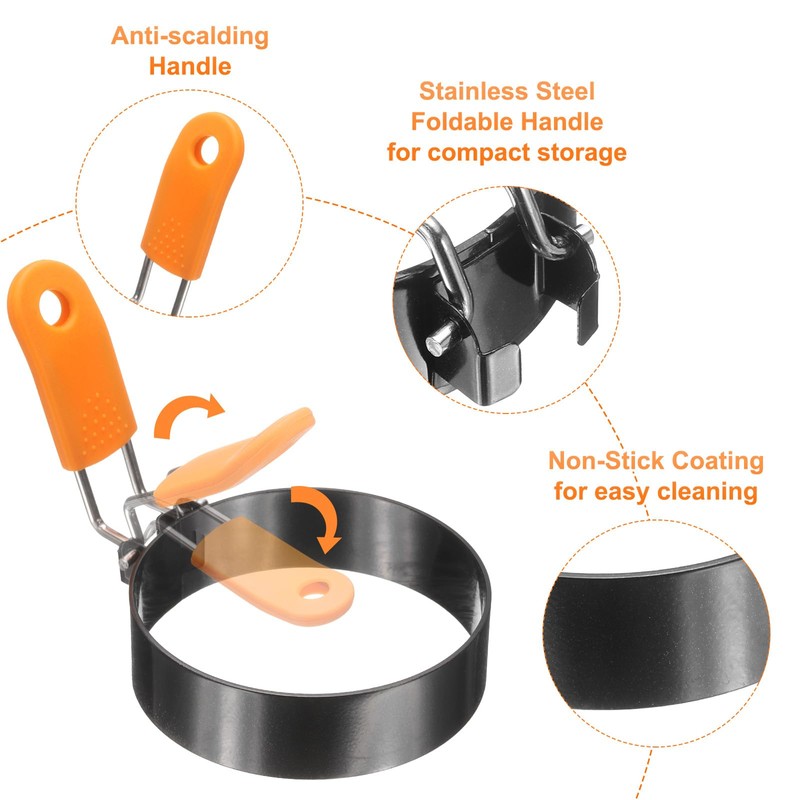 HARFINGTON 4Pcs Egg Rings 3" Stainless Steel Nonstick Pancake Cooking