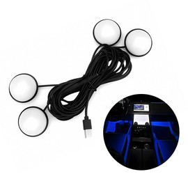 MUQIDA Car Interior LED Lights, Automotive Under Dash 4 in 1 Ambient Neon Accent Light Kit, LED Night Decoration Lighting Kit with USB Port for Car Garden Home Kitchen Party (Blue)