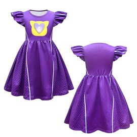 SHELOVESIT Girls Superhero Cosplay Costume Kitties Dress Movie Character Cat Dress Up Outfits - 120cm/5T-6T - Purple