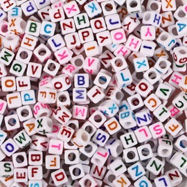 1000pcs 6 * 6mm Acrylic Cube Letter Beads, Letter A-Z Beads are Used for DIY Necklace, Charms for Bracelets and Jewelry Production (Mixed Letter A-Z)