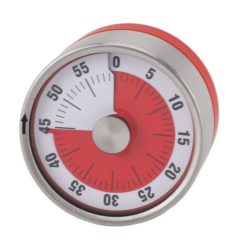 Mechanical Countdown Timer 60 Minute Magnetic Stainless Steel Visual Kitchen