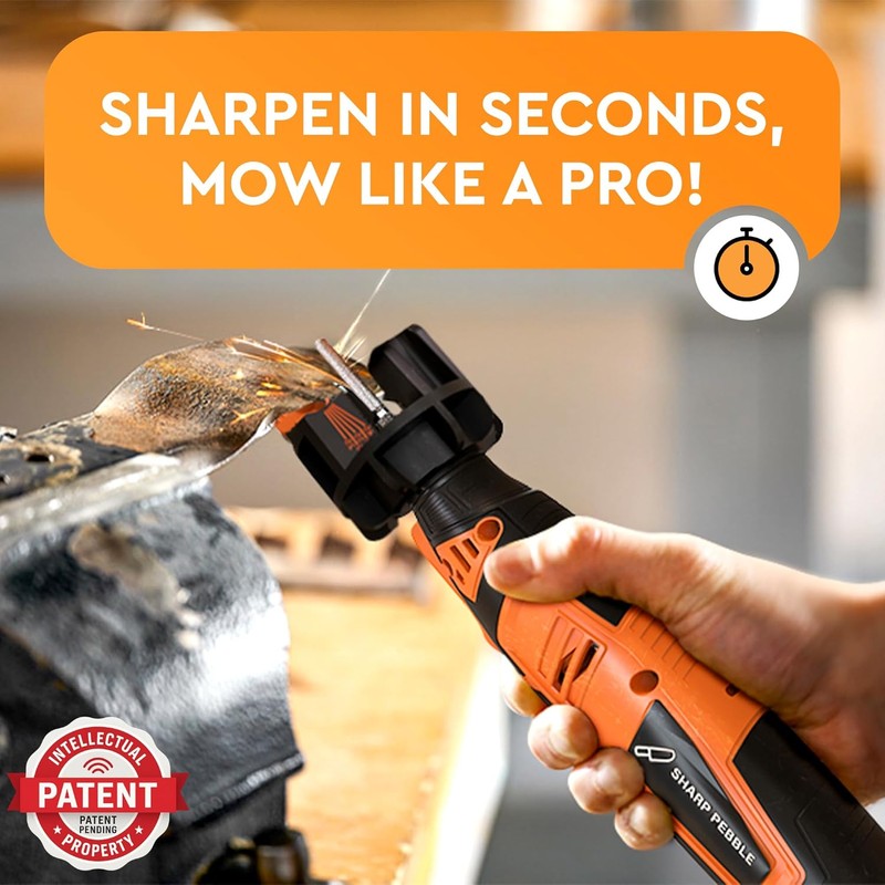 Sharp Pebble Cordless Lawn Mower Blade Sharpener – Adjustable 20°–40°